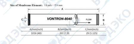 Мембрана обратноосмотическая Vontron 8"  LP440